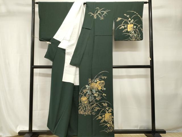 平和屋着物■訪問着　刺繍　破れ色紙地紙花文　金彩　正絹　逸品　CABI8055ev