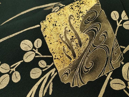平和屋着物■訪問着　刺繍　破れ色紙地紙花文　金彩　正絹　逸品　CABI8055ev
