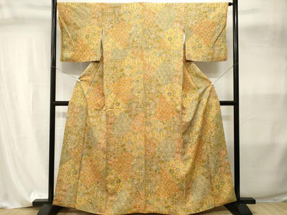 平和屋着物■上質な小紋　切嵌更紗花鳥文　正絹　逸品　CABI8057ev