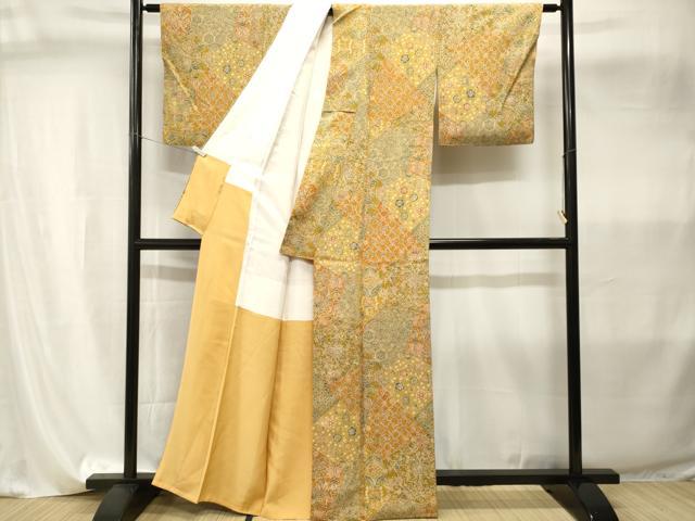 平和屋着物■上質な小紋　切嵌更紗花鳥文　正絹　逸品　CABI8057ev