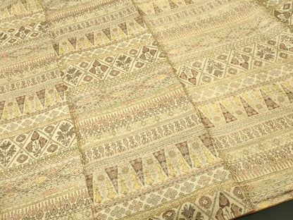 平和屋着物■上質な小紋　紬地　横段更紗花文　正絹　逸品　CABI8058ev