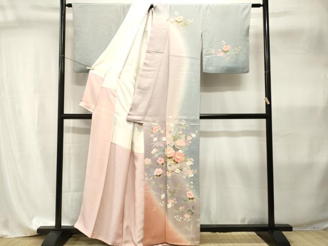 平和屋着物■訪問着　枝花文　花車文　暈し染め　正絹　逸品　CABI8060ev