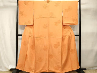 平和屋着物■上質な小紋　総刺繍　花丸地紋　金茶色　正絹　逸品　CABI8061ev