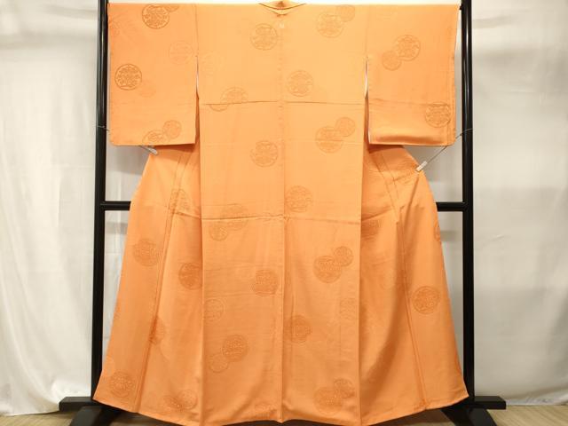 平和屋着物■上質な小紋　総刺繍　花丸地紋　金茶色　正絹　逸品　CABI8061ev