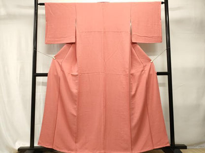 平和屋着物■上質な色無地　霞地紋　甚三紅色　正絹　逸品　CABI8065ev