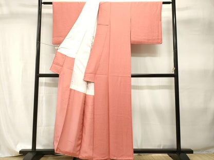 平和屋着物■上質な色無地　霞地紋　甚三紅色　正絹　逸品　CABI8065ev