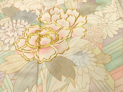 平和屋着物■豪華振袖　駒刺繍　矢羽枝花文　金銀彩　正絹　逸品　CABI8072ev