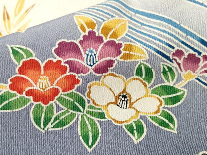 平和屋着物■豪華振袖　籬流水草花文　暈し染め　正絹　逸品　CABI8074ev
