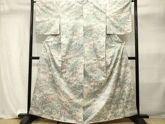平和屋着物■本場染大島紬　樹林風景文　正絹　逸品　CABI8075ev