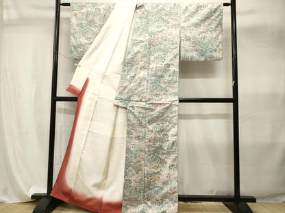 平和屋着物■本場染大島紬　樹林風景文　正絹　逸品　CABI8075ev