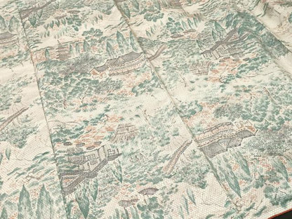 平和屋着物■本場染大島紬　樹林風景文　正絹　逸品　CABI8075ev