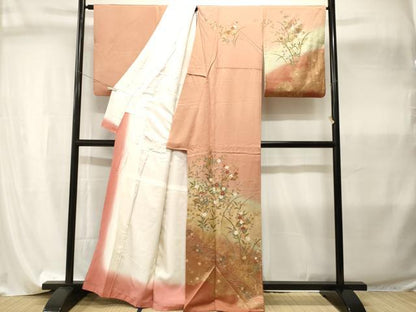 平和屋着物■訪問着　流水地紙草花文　暈し染め　金彩　正絹　逸品　CABI8077ev