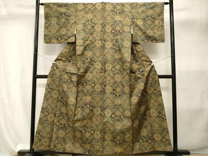 平和屋着物■本場染大島紬　菱草花文　正絹　逸品　CABI8079ev