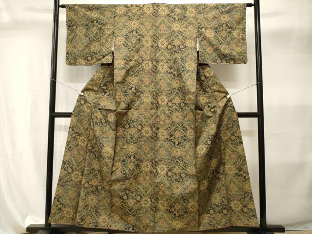 平和屋着物■本場染大島紬　菱草花文　正絹　逸品　CABI8079ev