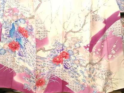 平和屋着物■豪華振袖　孔雀枝花文　暈し染め　正絹　逸品　CABI8081ev