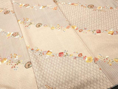 平和屋着物■上質な小紋　斜線吉祥花文　金彩　正絹　逸品　CABI8089ev