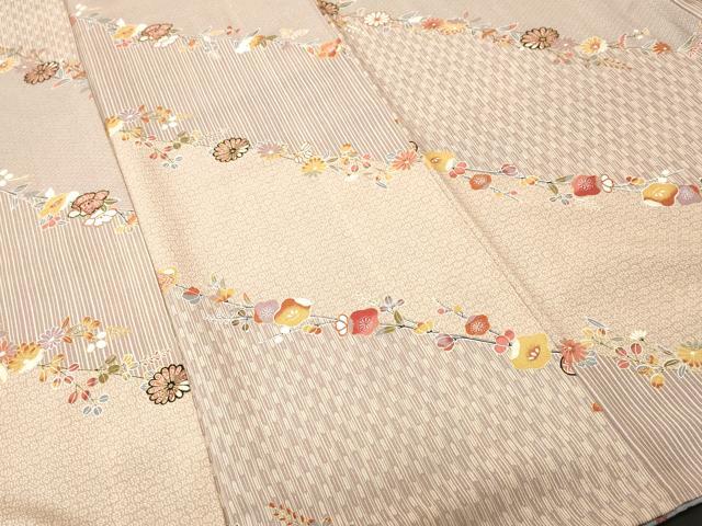平和屋着物■上質な小紋　斜線吉祥花文　金彩　正絹　逸品　CABI8089ev