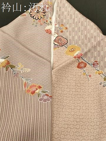 平和屋着物■上質な小紋　斜線吉祥花文　金彩　正絹　逸品　CABI8089ev