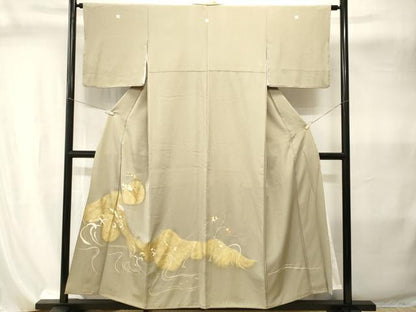 平和屋着物■豪華色留袖　駒刺繍　飛鶴枝花文　金彩　正絹　逸品　CABI8091ev