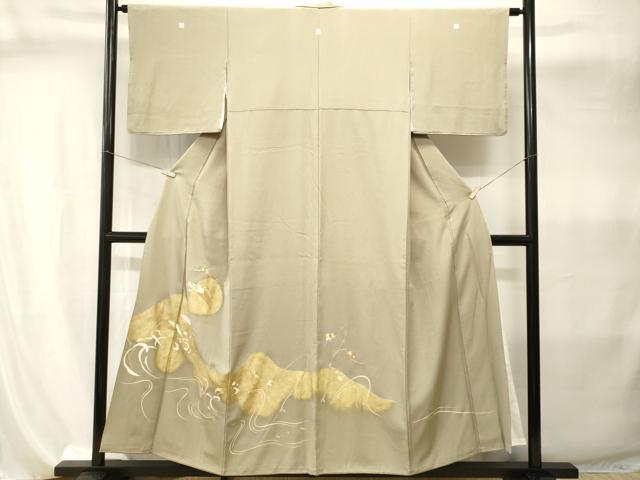 平和屋着物■豪華色留袖　駒刺繍　飛鶴枝花文　金彩　正絹　逸品　CABI8091ev