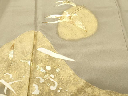 平和屋着物■豪華色留袖　駒刺繍　飛鶴枝花文　金彩　正絹　逸品　CABI8091ev
