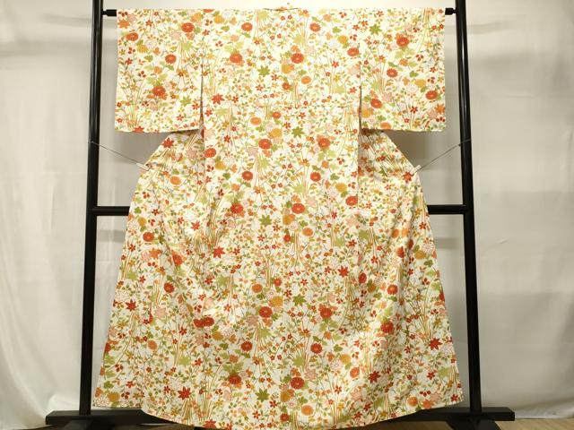平和屋着物■小紋　枝花文　洗える着物　CABI8098ev
