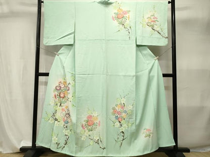 平和屋着物■訪問着　駒刺繍　枝梅花松文　暈し染め　金彩　正絹　逸品　CABI8102ev