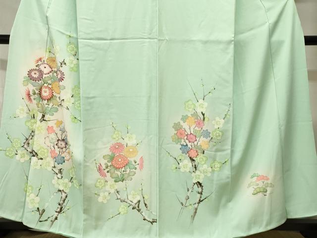 平和屋着物■訪問着　駒刺繍　枝梅花松文　暈し染め　金彩　正絹　逸品　CABI8102ev