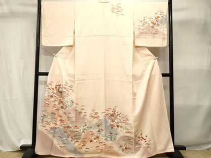 平和屋着物■訪問着　駒刺繍　松竹梅風景文　暈し染め　金彩　正絹　逸品　CABI8106ev