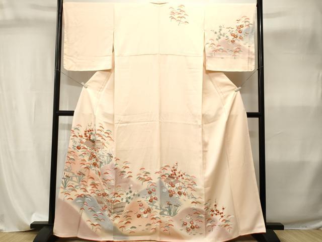 平和屋着物■訪問着　駒刺繍　松竹梅風景文　暈し染め　金彩　正絹　逸品　CABI8106ev