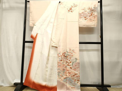 平和屋着物■訪問着　駒刺繍　松竹梅風景文　暈し染め　金彩　正絹　逸品　CABI8106ev