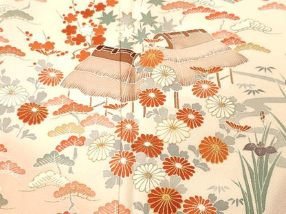 平和屋着物■訪問着　駒刺繍　松竹梅風景文　暈し染め　金彩　正絹　逸品　CABI8106ev