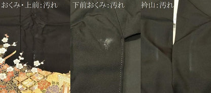 平和屋着物■豪華黒鳶色　几帳檜扇御所車花文　金彩　正絹　逸品　CABI8108ev