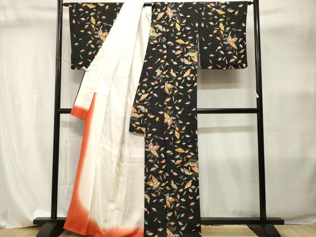 平和屋着物■上質な小紋　番傘花文　黒地　正絹　逸品　CABI8110ev