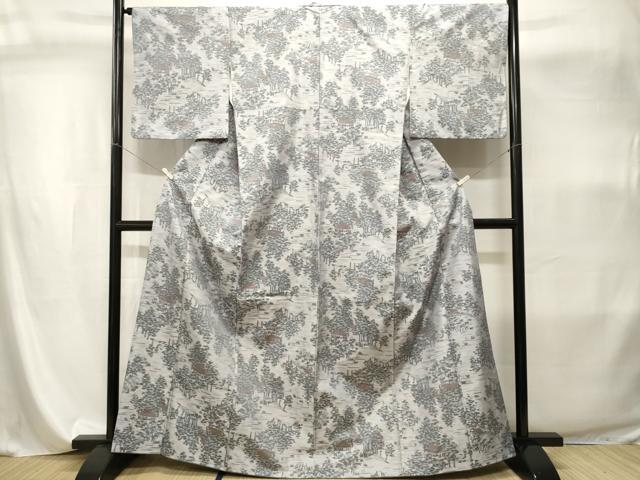 平和屋着物■上質な紬　樹林風景文　正絹　逸品　CABI8111ev