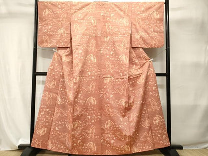 平和屋着物■上質な紬　舞蝶文　正絹　逸品　CABI8112ev