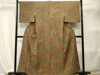 平和屋着物■上質な小紋　切嵌更紗　正絹　逸品　CABI8115ev