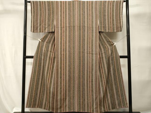 平和屋着物■上質な小紋　更紗花間道　鬼しぼ縮緬　正絹　逸品　CABI8119ev