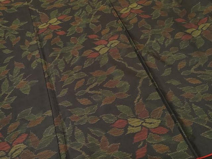 平和屋着物■本場大島紬　枝花文　舞葉文　正絹　逸品　CABI8124ev