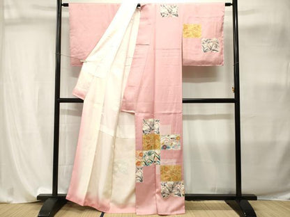 平和屋着物■訪問着　駒刺繍　色紙吉祥枝花文　金彩　正絹　逸品　CABI8126ev