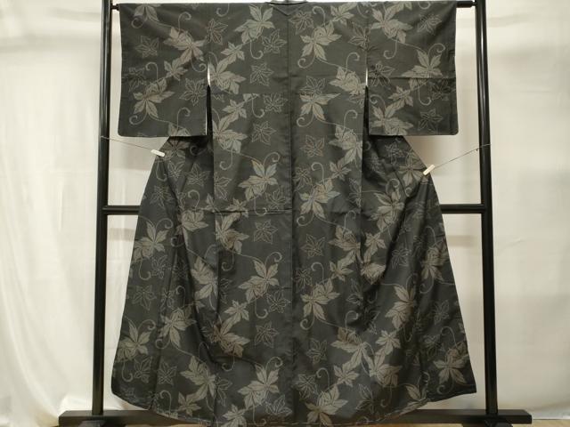 平和屋着物■上質な紬　楓　蔦の葉唐草文　正絹　逸品　CABI8127ev