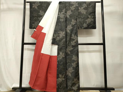 平和屋着物■上質な紬　楓　蔦の葉唐草文　正絹　逸品　CABI8127ev