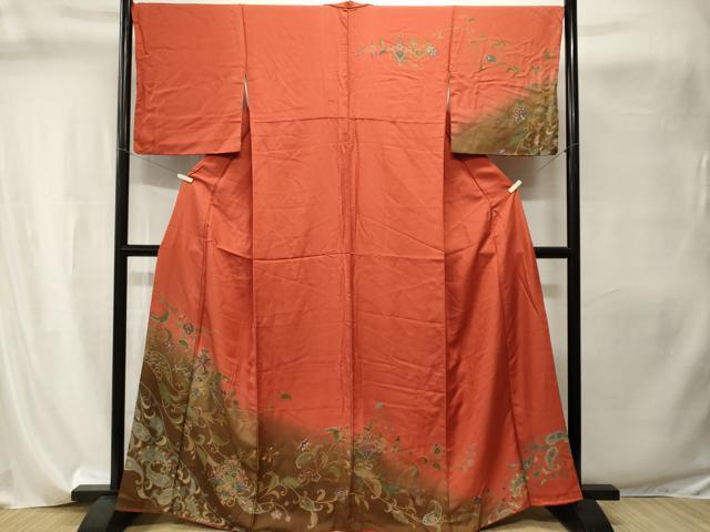 平和屋着物■訪問着　鳳凰更紗花唐草文　暈し染め　金彩　正絹　逸品　CABI8135ev