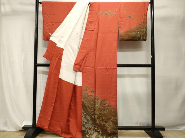 平和屋着物■訪問着　鳳凰更紗花唐草文　暈し染め　金彩　正絹　逸品　CABI8135ev