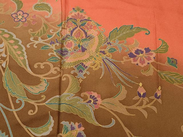 平和屋着物■訪問着　鳳凰更紗花唐草文　暈し染め　金彩　正絹　逸品　CABI8135ev