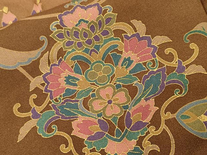 平和屋着物■訪問着　鳳凰更紗花唐草文　暈し染め　金彩　正絹　逸品　CABI8135ev