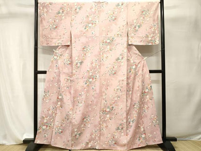 平和屋着物■上質な小紋　扇面枝梅花文　金彩　正絹　逸品　CABI8136ev