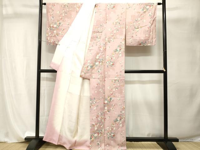 平和屋着物■上質な小紋　扇面枝梅花文　金彩　正絹　逸品　CABI8136ev
