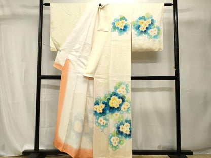 平和屋着物■上質な小紋　草花文　暈し染め　金彩　正絹　逸品　CABI8137ev