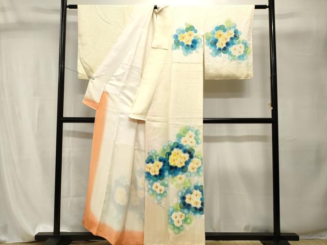 平和屋着物■上質な小紋　草花文　暈し染め　金彩　正絹　逸品　CABI8137ev